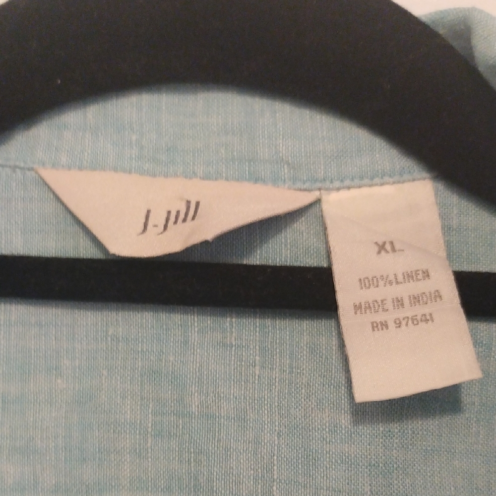 J. Jill Tiffany Blue 100% Linen Blouse - Picture 3 of 5